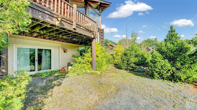 view of yard with a deck