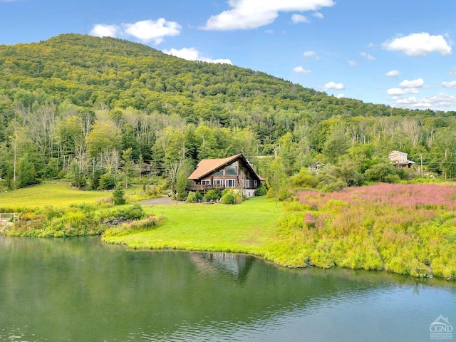 mountain view with a water view