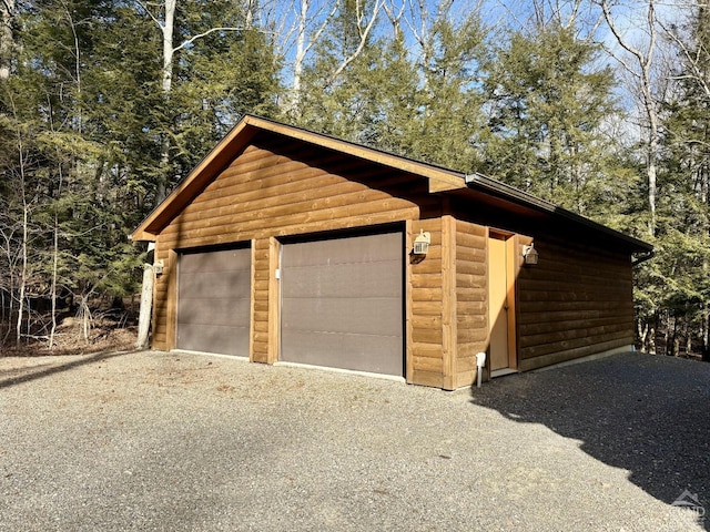 view of detached garage