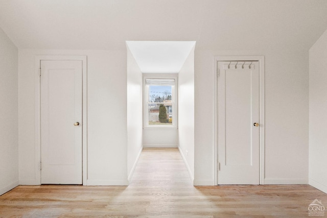 hall featuring light hardwood / wood-style floors