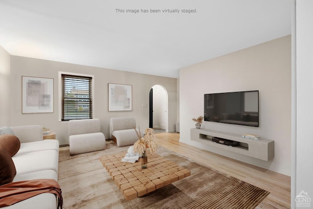 living room with light wood-type flooring