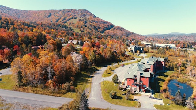 birds eye view of property with a mountain view