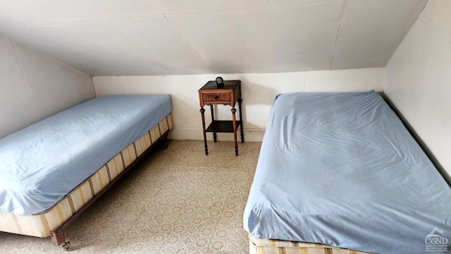 bedroom featuring vaulted ceiling