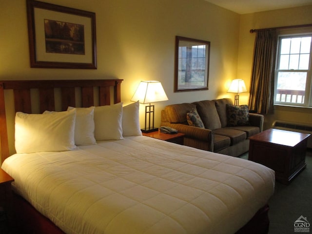 bedroom featuring radiator heating unit