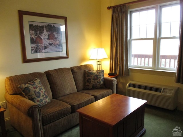 living room featuring a wall mounted air conditioner