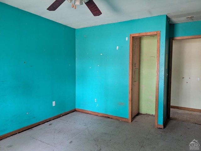 unfurnished room featuring ceiling fan