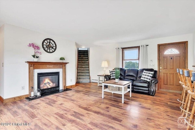 living room with wood-type flooring