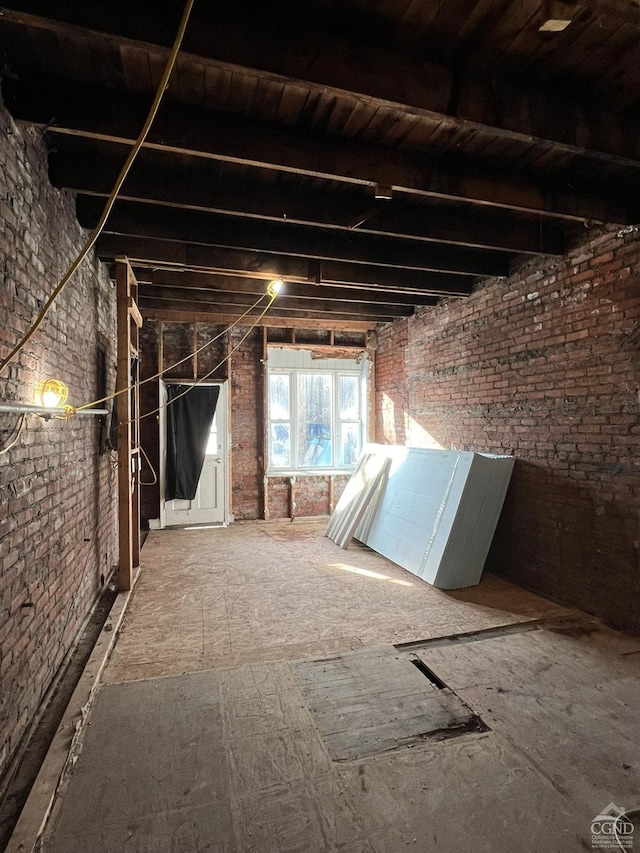 view of unfinished attic