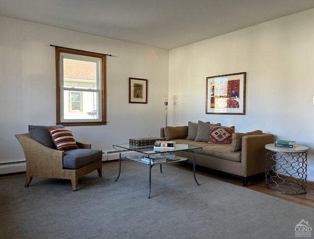 living room with hardwood / wood-style flooring