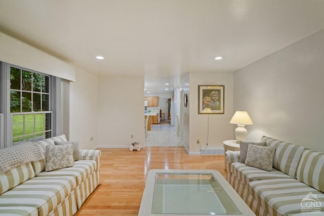 living room featuring light hardwood / wood-style floors