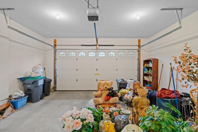 garage with a garage door opener