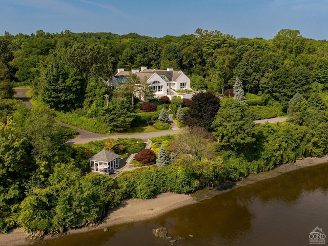 bird's eye view featuring a water view