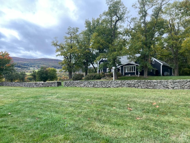 view of yard featuring a mountain view