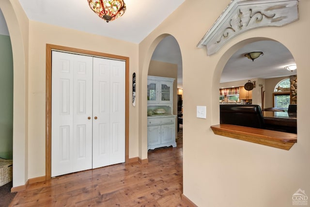 foyer featuring hardwood / wood-style floors