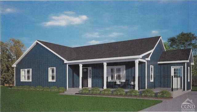 view of front facade with a porch and a front yard