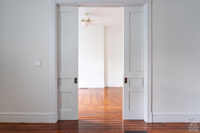 hall featuring dark hardwood / wood-style flooring