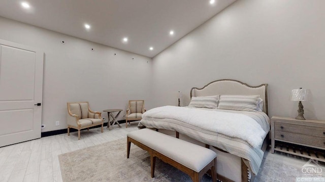 bedroom with light wood-type flooring