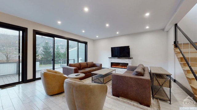 living room featuring light hardwood / wood-style flooring