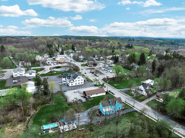 drone / aerial view with a forest view