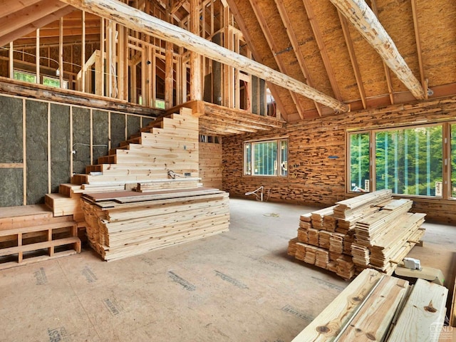 misc room featuring high vaulted ceiling
