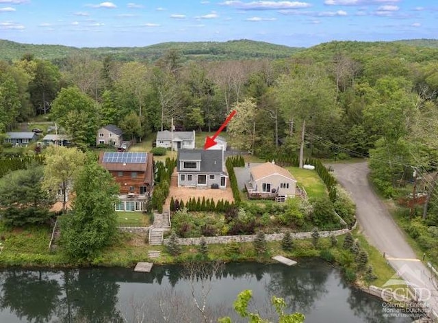 bird's eye view featuring a water view