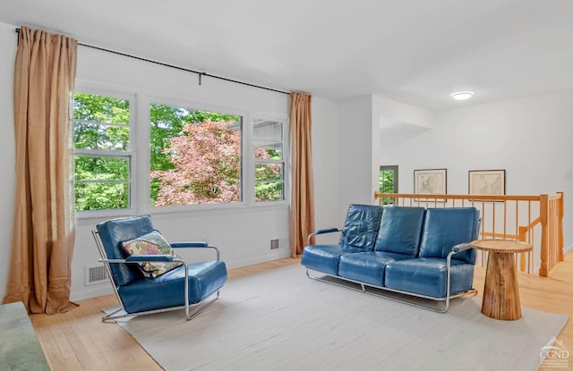 living area featuring light hardwood / wood-style floors