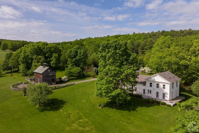 aerial view with a forest view