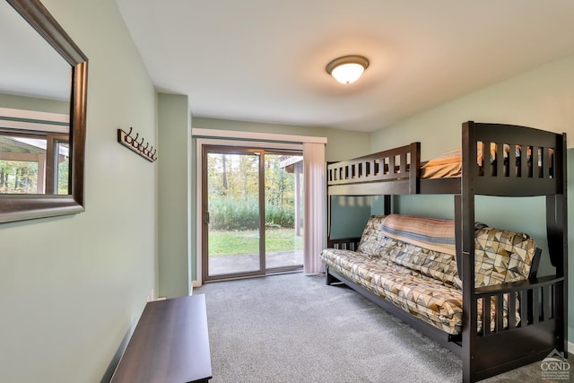 bedroom featuring carpet and access to exterior