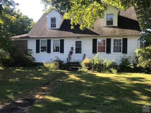 cape cod-style house with a front lawn