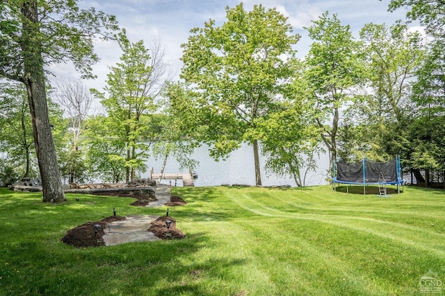 view of yard with a trampoline