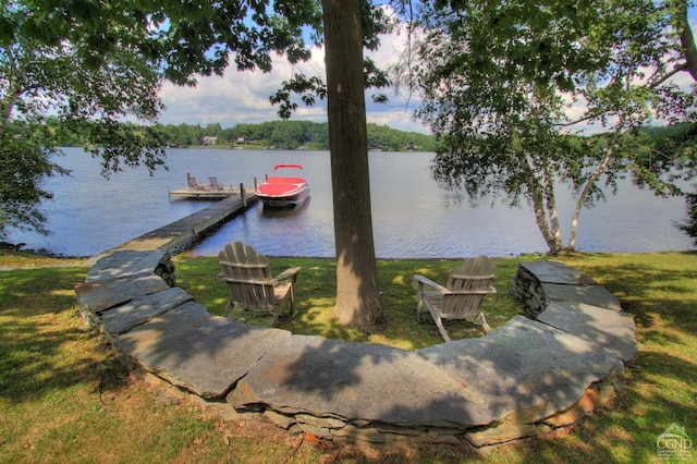 dock area featuring a water view