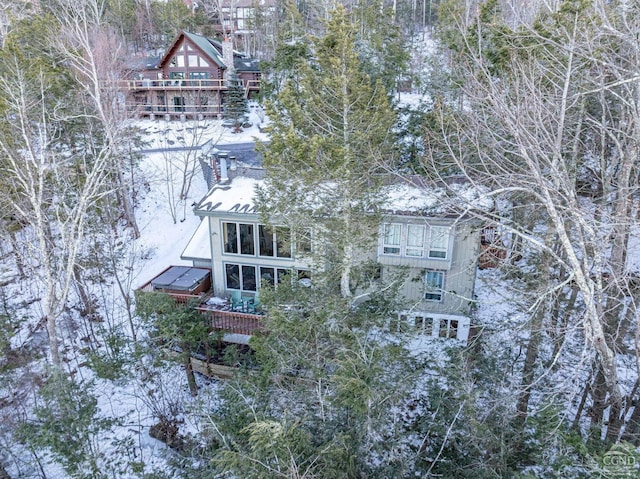 view of snowy aerial view