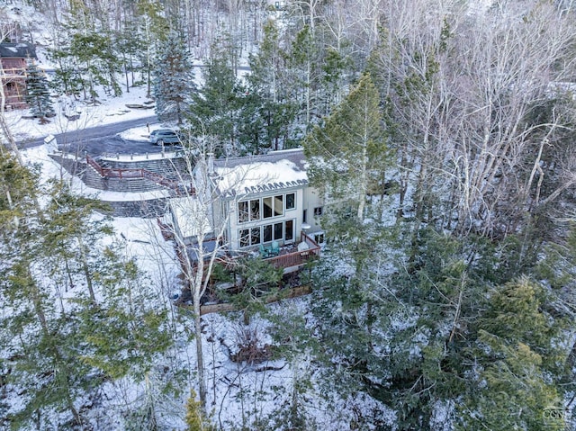 view of snowy aerial view