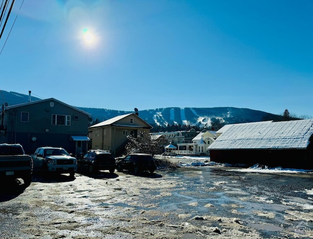 exterior space featuring a mountain view