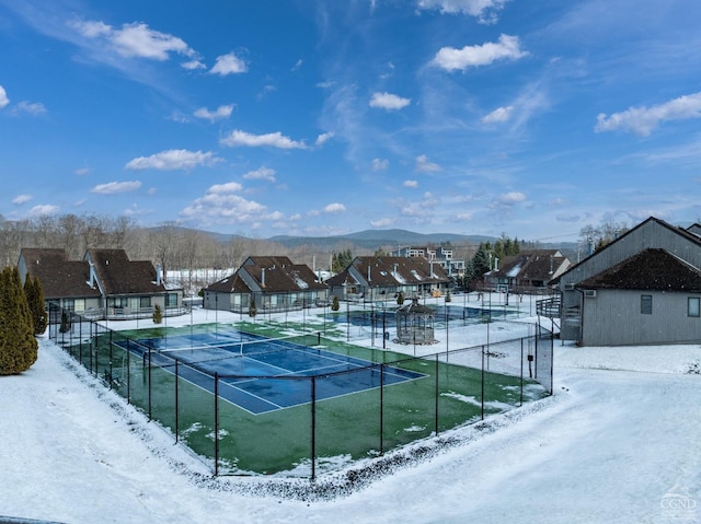 view of sport court featuring a mountain view