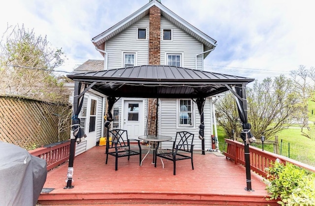 deck with a gazebo and a grill