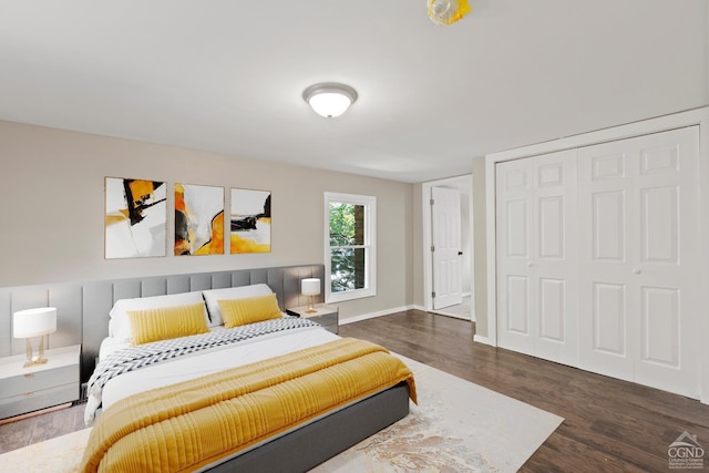 bedroom featuring dark wood-type flooring