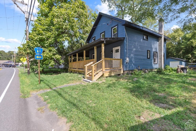 view of home's exterior with a lawn