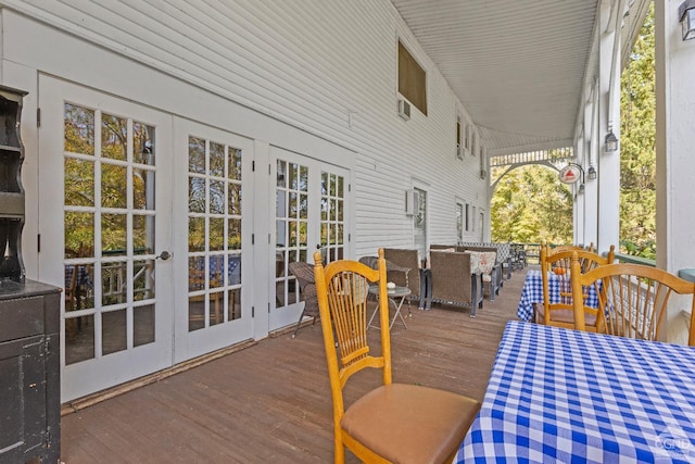 wooden deck with french doors