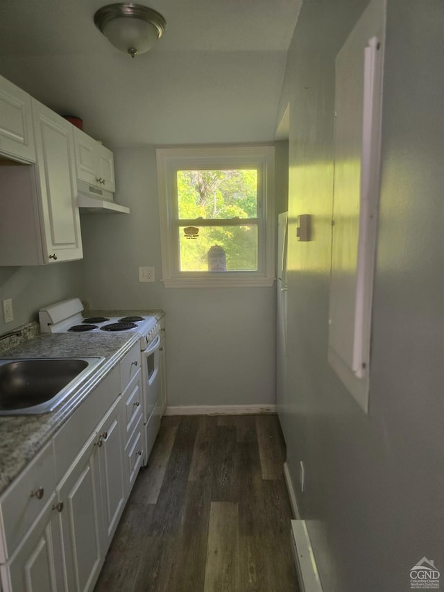 clothes washing area with dark hardwood / wood-style flooring and sink