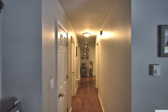 hall with dark hardwood / wood-style flooring