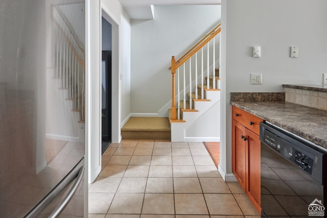 interior space featuring light tile patterned flooring