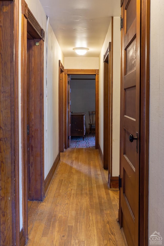 hall featuring light wood-type flooring