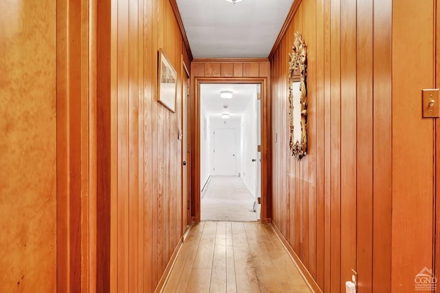 105 Gaf Lake Rd, Sanford, NY 13865 - corridor featuring wood walls and light hardwood / wood-style flooring