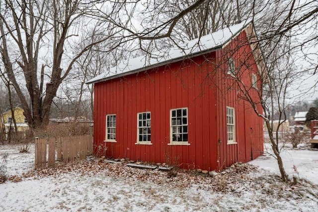 view of snow covered structure