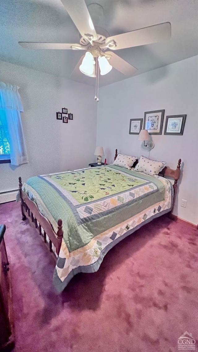 bedroom with carpet flooring and ceiling fan