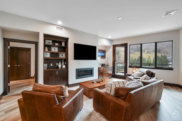 living room featuring light hardwood / wood-style floors