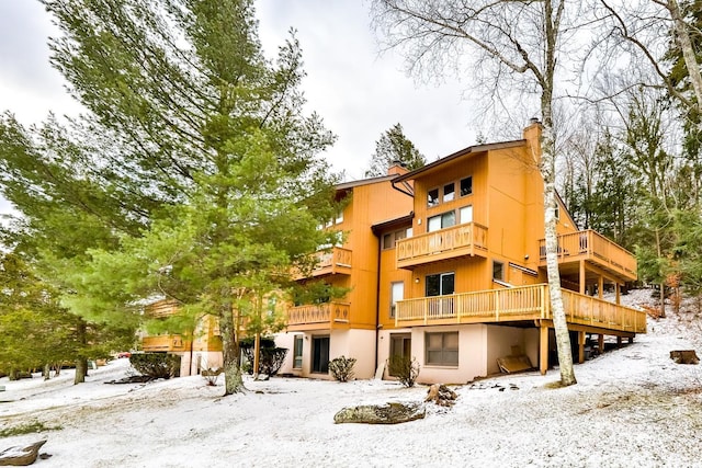 view of snow covered building