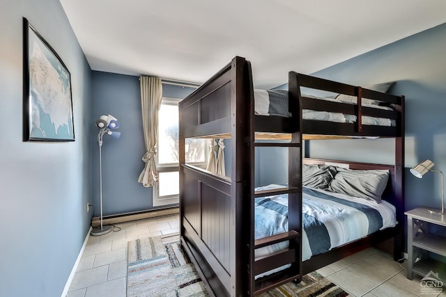 bedroom with light tile patterned floors