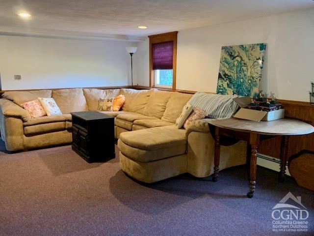 living room with carpet